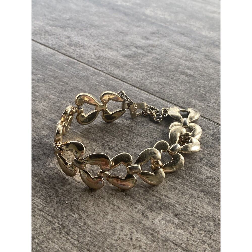 Monet Bracelet Linked Gold Tone Vintage 7.25”